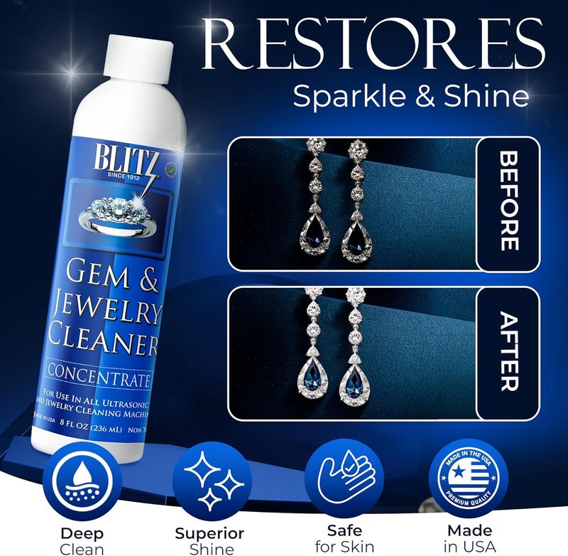Blitz Gem & Jewelry Cleaner Concentrate - 8 Fl Oz Non-Toxic Cleaning Solution for Jewelry - Image 3